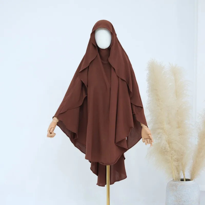 Hijab musulmán liso para mujer, ropa Khimar plisada árabe de Ramadán Eid, Jersey de oración de Iglesia islámica, bufanda Niqab, 2025