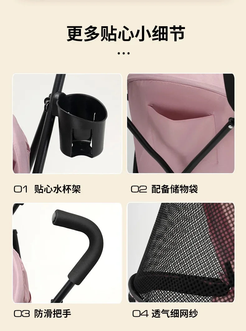 Cochecito para perros y gatos, cochecito de bebé de peluche para perros y gatos, ligero y plegable para perros pequeños al salir