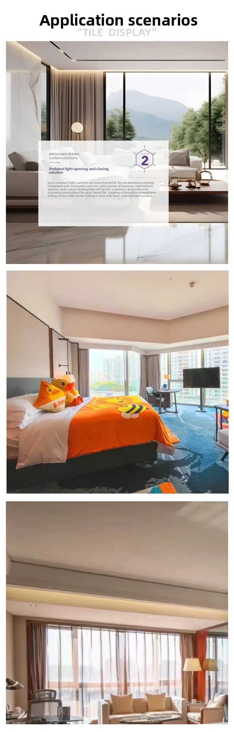 Cortinas eléctricas inteligentes con Control de voz y pista deslizante silenciosa para dormitorio, revestimientos de ventanas automáticos con luz ajustable