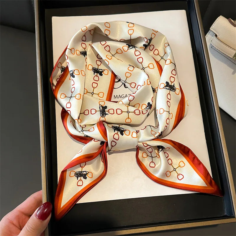 Nuevo Bufandas de seda estrechas de 14x147cm, pañuelo para camisa, patrón a cuadros de doble capa, bolso para el cuello con lazo, diadema para el pelo, pañuelo para la cabeza