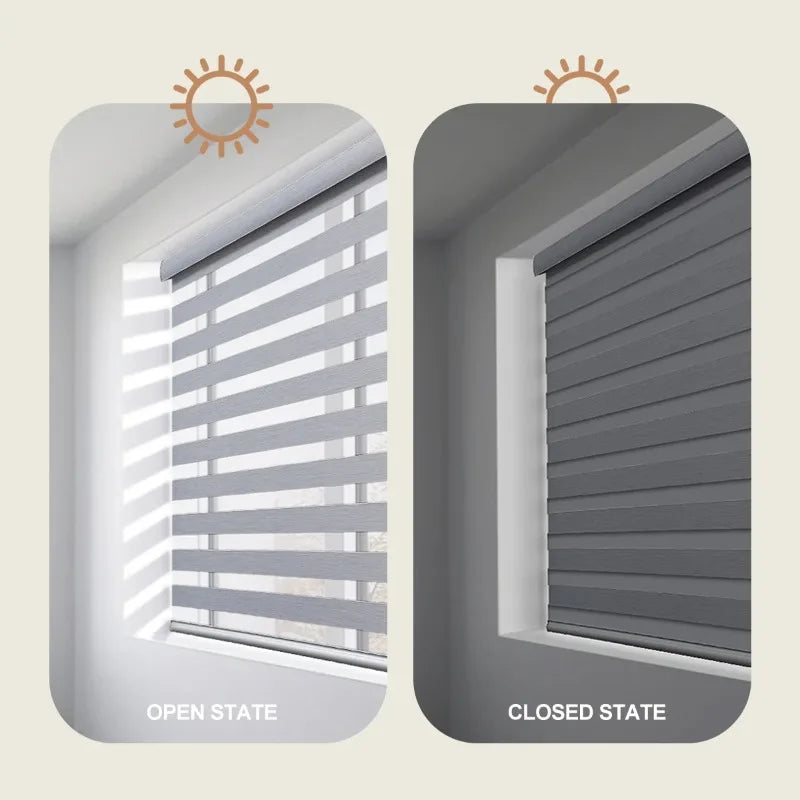 Precio de fábrica Tamaño personalizado Zebra Shades Día y noche Control inteligente Vertical Sheer Zebra Blind para Windows