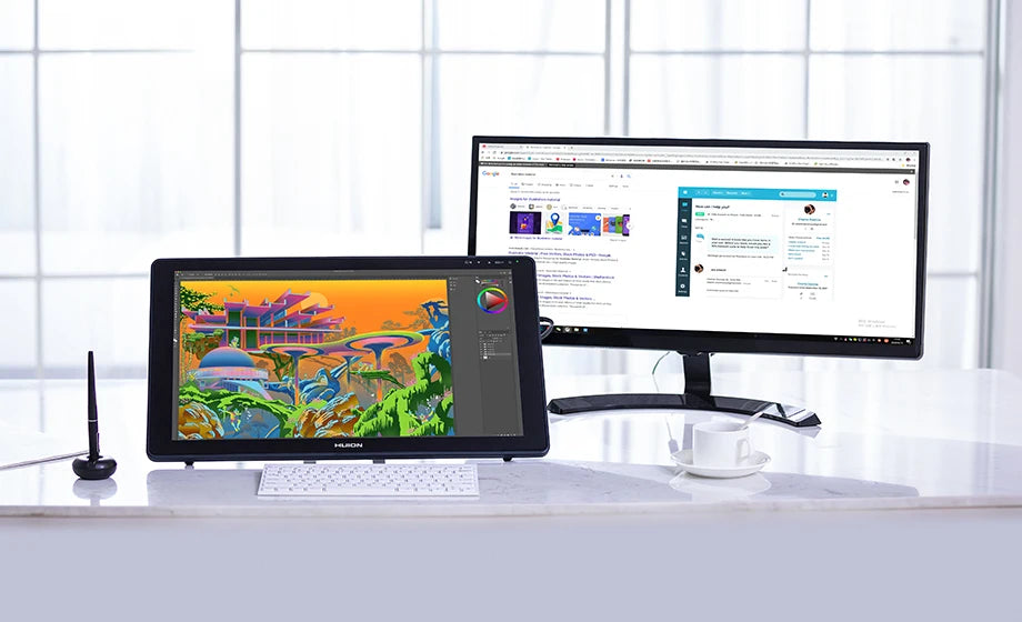 Huion Kamvas 22 Plus – Monitor de Tableta Gráfica de 21,5’’ con 140% sRGB, Compatible con Windows, macOS, Linux y Android