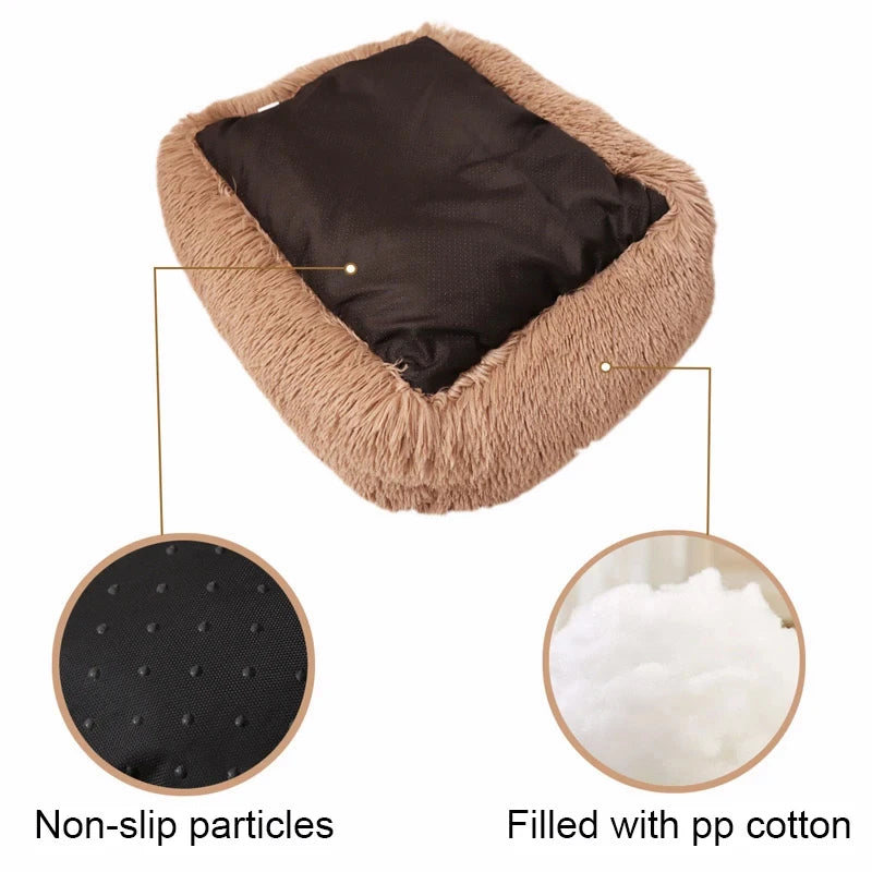 Cama rectangular de felpa para perros, estera cálida de invierno, cama para perros y gatos pequeños, medianos y grandes, perrera, cojín para gatos, accesorios para sofá para mascotas