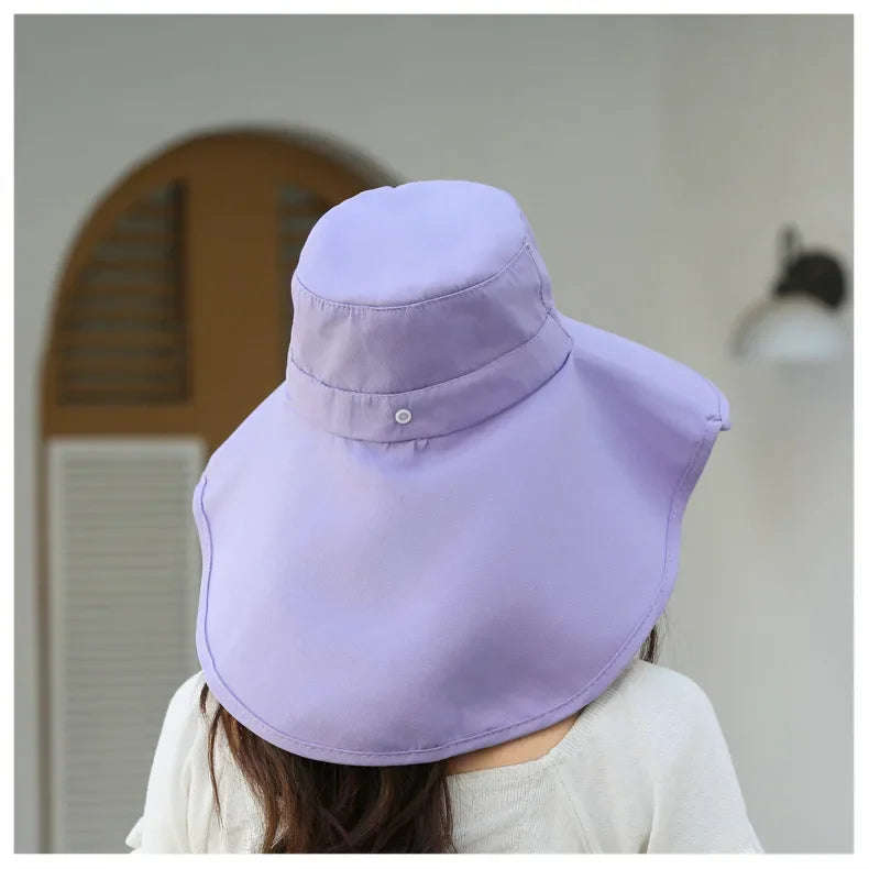 Sombrero de cubo para el sol al aire libre para mujeres y niñas, sombrero de pesca, sombrero de cubo de ala ancha con cubierta para el cuello, gorra de Safari con protección UPF 50+