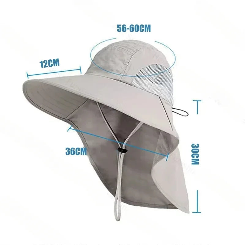 Gorro de pescador impermeable para verano, gorro con protección solar para senderismo al aire libre, pesca, ciclismo, alero grande, protección para el cuello, 1/2/4 Uds.