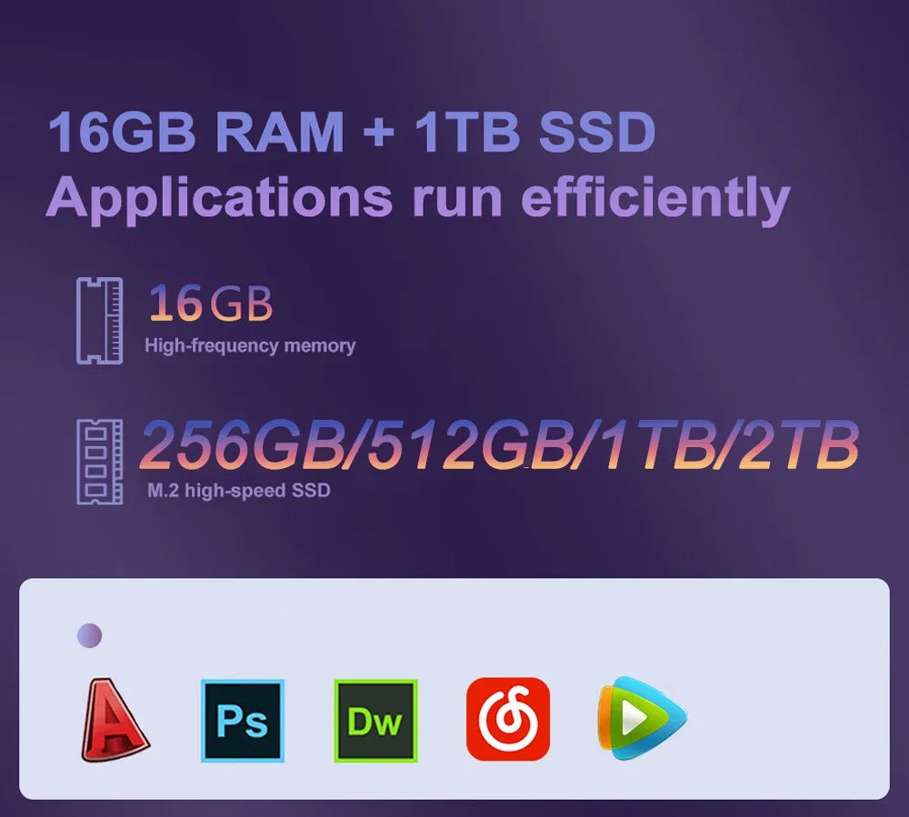 Ordenador Portátil de 15,6’’ – 16GB RAM, 2TB SSD, Intel N3700, Windows 11 Pro