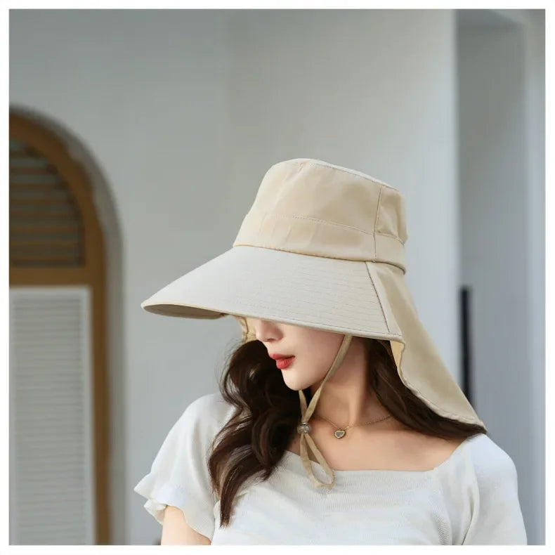 Sombrero de cubo para el sol al aire libre para mujeres y niñas, sombrero de pesca, sombrero de cubo de ala ancha con cubierta para el cuello, gorra de Safari con protección UPF 50+