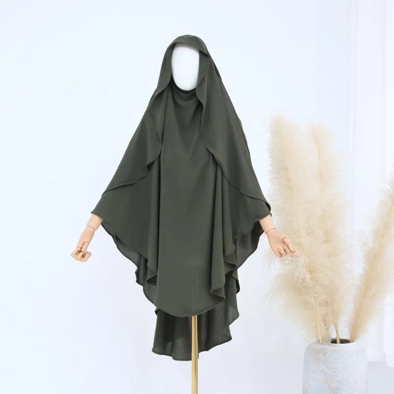 Hijab musulmán liso para mujer, ropa Khimar plisada árabe de Ramadán Eid, Jersey de oración de Iglesia islámica, bufanda Niqab, 2025
