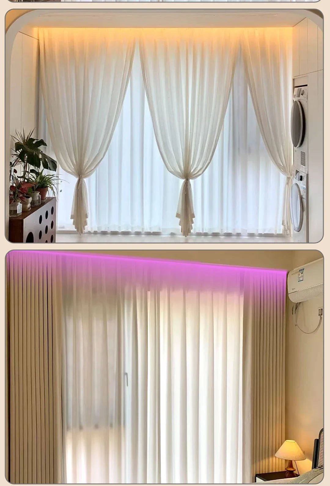 Cortinas eléctricas inteligentes con Control de voz y pista deslizante silenciosa para dormitorio, revestimientos de ventanas automáticos con luz ajustable