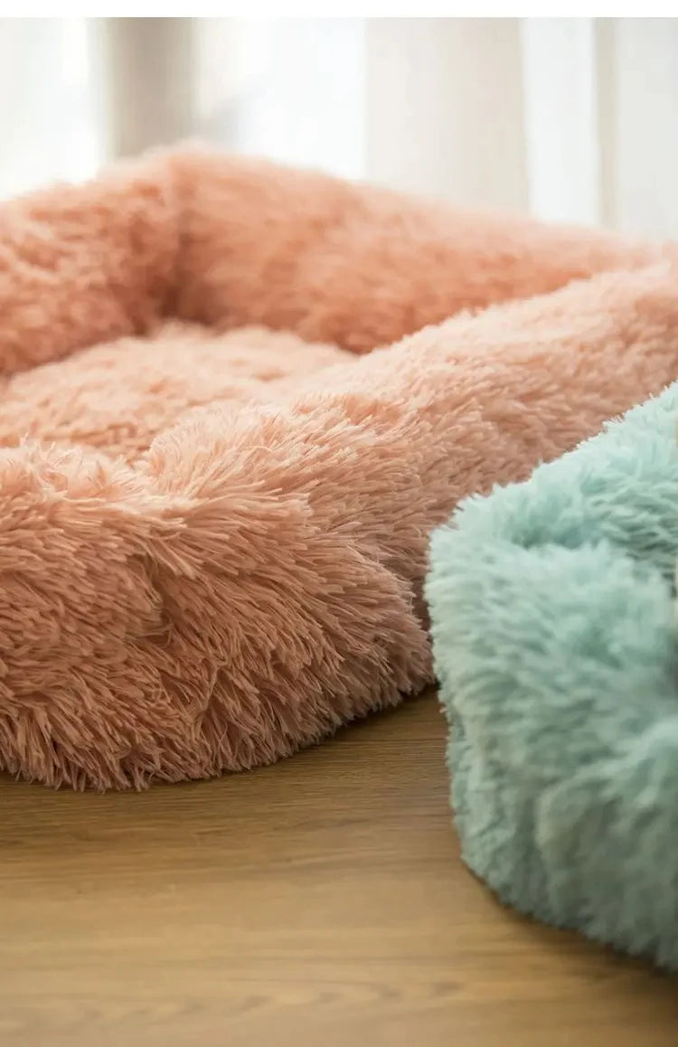 Cama rectangular de felpa para perros, estera cálida de invierno, cama para perros y gatos pequeños, medianos y grandes, perrera, cojín para gatos, accesorios para sofá para mascotas