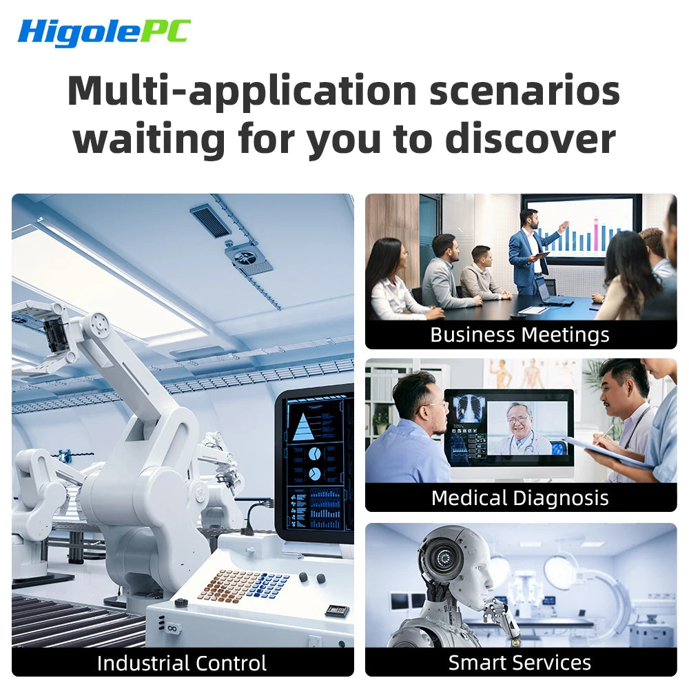 Higole F3APL Mini PC de 8’’ sin Ventilador – Intel N4200, Pantalla 4K y Portabilidad Total