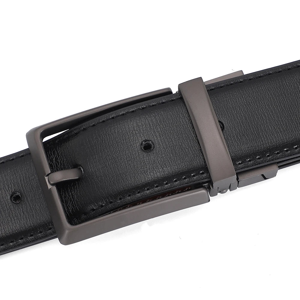 Cinturón de Cuero Genuino para Hombre – Estilo de Lujo con Hebilla Automática de Diseñador