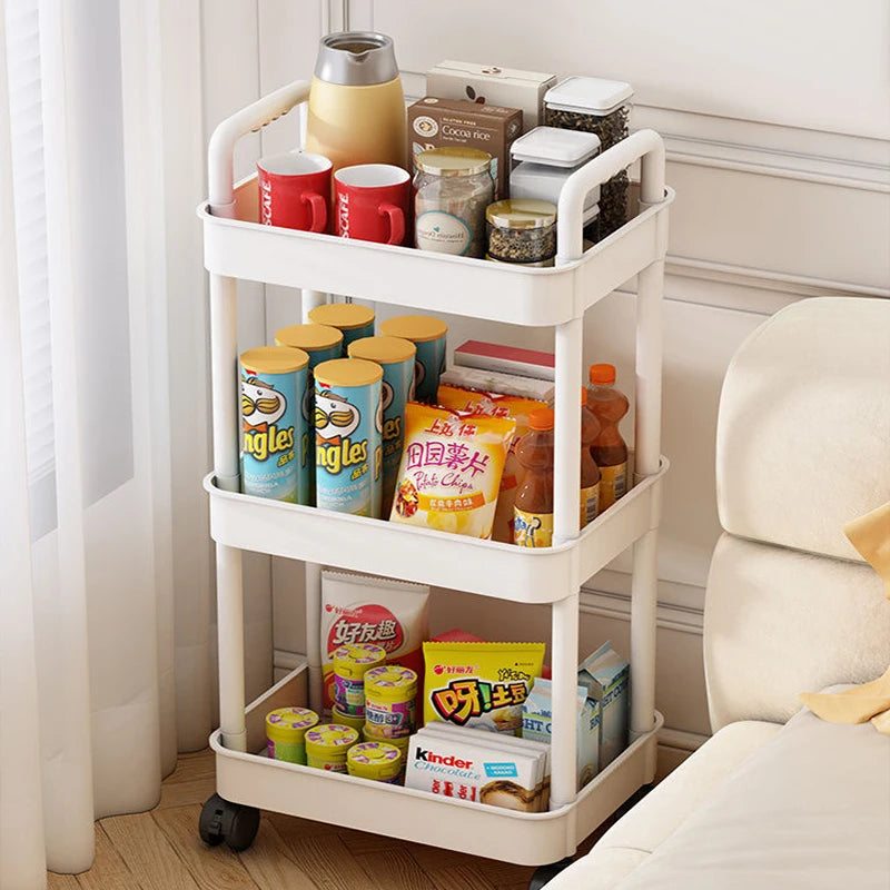 Carro pequeño multicapa para el hogar, estante de almacenamiento de suelo a suelo, cocina, dormitorio, baño, estante de almacenamiento con ruedas