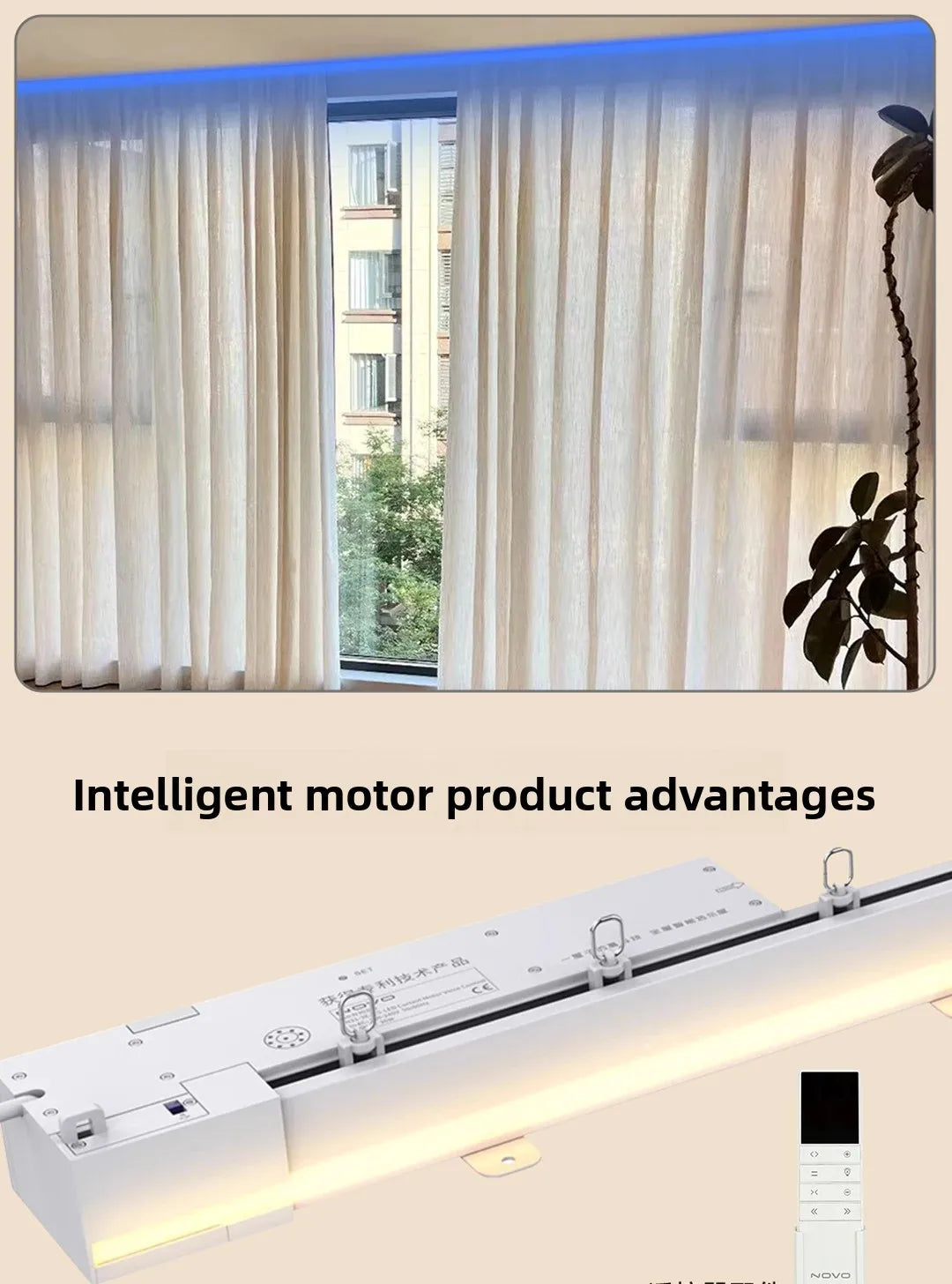 Cortinas eléctricas inteligentes con Control de voz y pista deslizante silenciosa para dormitorio, revestimientos de ventanas automáticos con luz ajustable