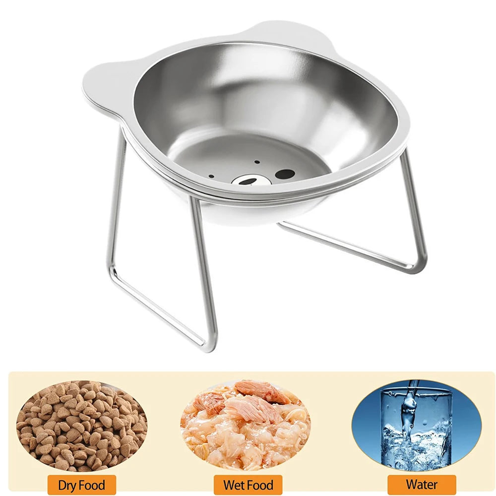 Cuencos de acero inoxidable para gatos, bigotes elevados, platos para aliviar la fatiga, plato de agua para mascotas, cuencos para gatitos, cuencos para comida para gatos