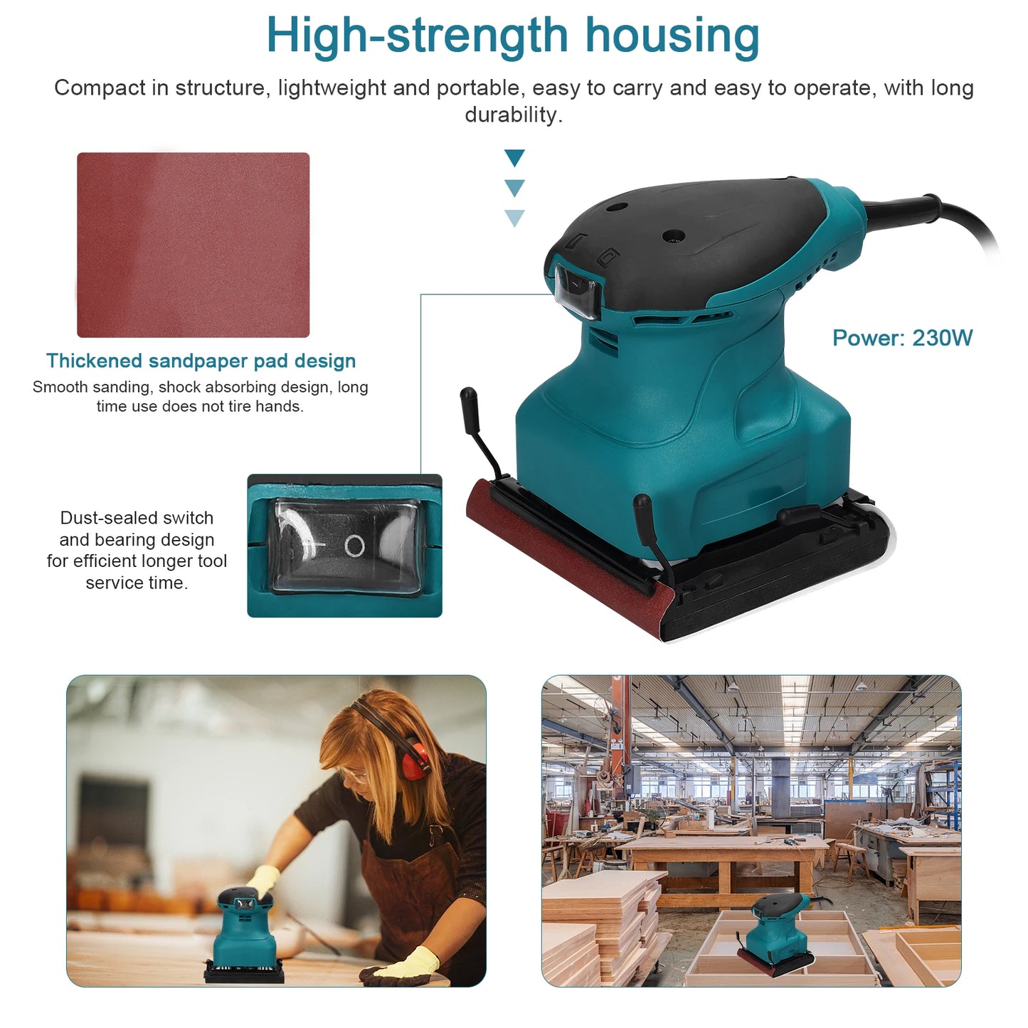 Lijadora orbital de 400W, amoladora de madera, pulidora eléctrica para coche, máquina lijadora multifuncional para encerado de Metal y madera