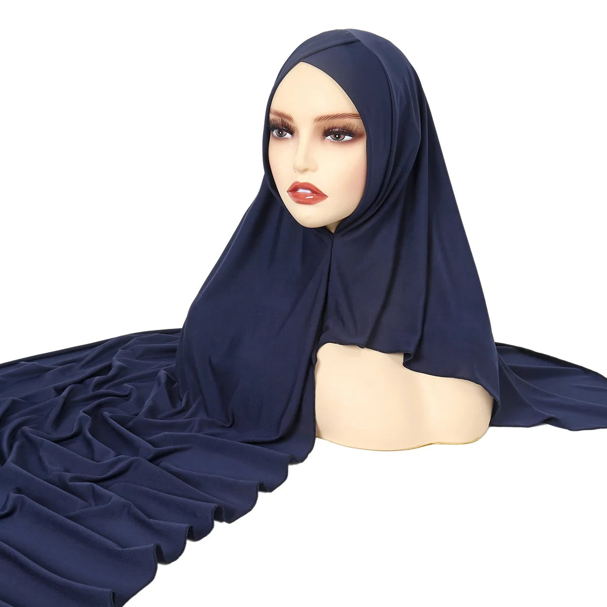 Pañuelo de cáñamo de cristal cruzado para mujer, Hijab musulmán de Color sólido, suave y elástico para la cabeza turbante, bufanda integrada