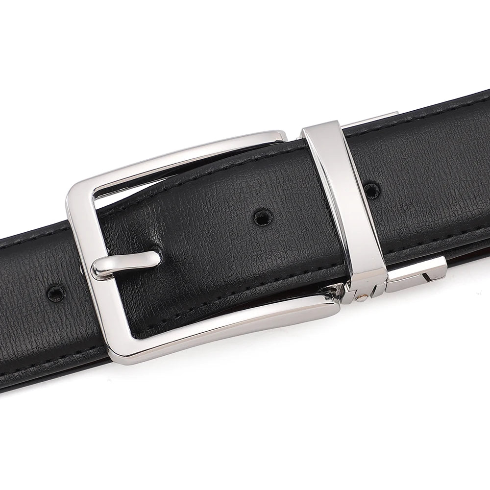 Cinturón de Cuero Genuino para Hombre – Estilo de Lujo con Hebilla Automática de Diseñador