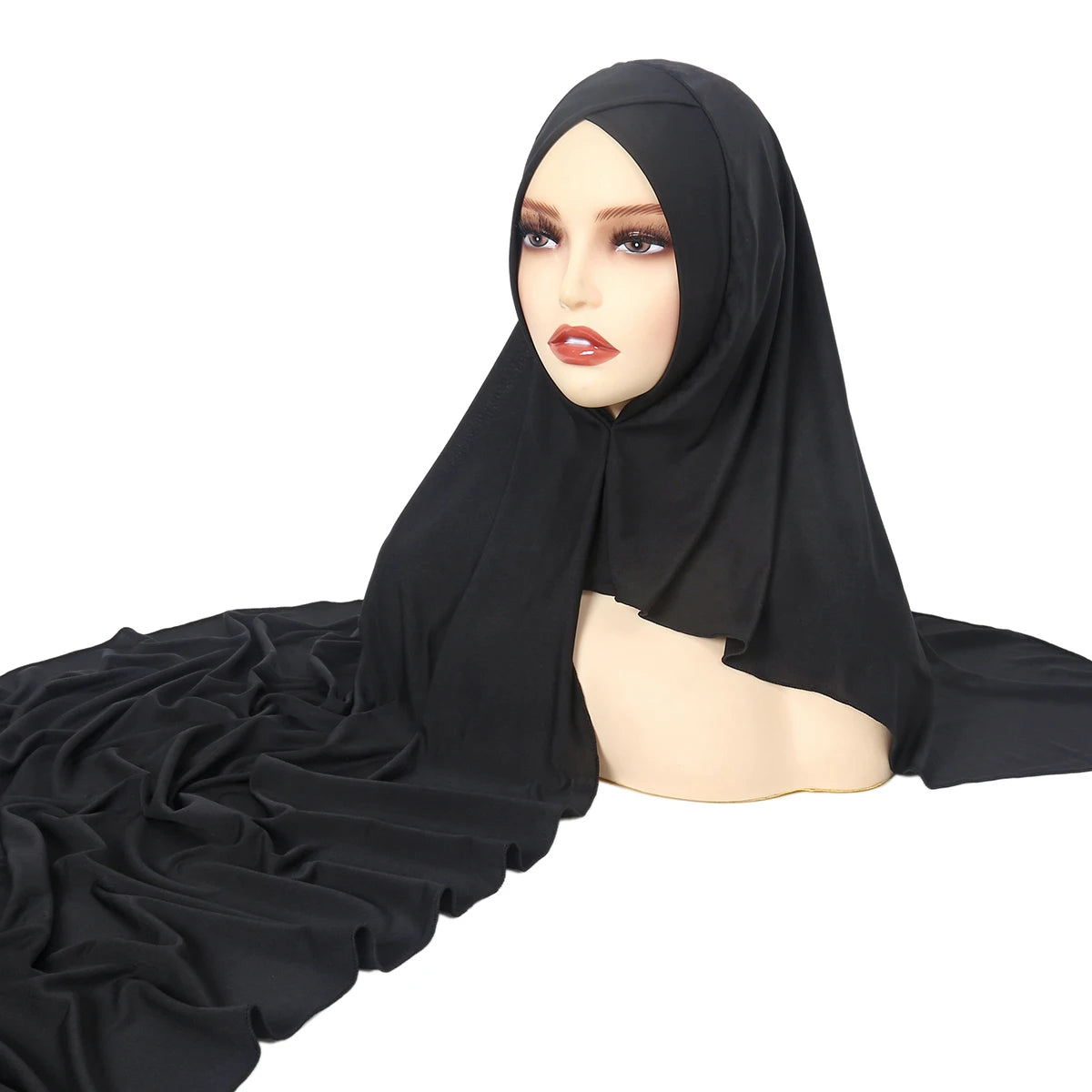 Pañuelo de cáñamo de cristal cruzado para mujer, Hijab musulmán de Color sólido, suave y elástico para la cabeza turbante, bufanda integrada