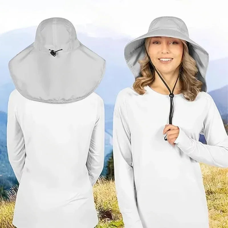 Gorro de pescador impermeable para verano, gorro con protección solar para senderismo al aire libre, pesca, ciclismo, alero grande, protección para el cuello, 1/2/4 Uds.