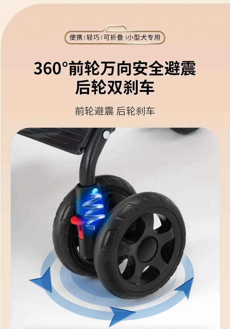 Cochecito para perros y gatos, cochecito de bebé de peluche para perros y gatos, ligero y plegable para perros pequeños al salir