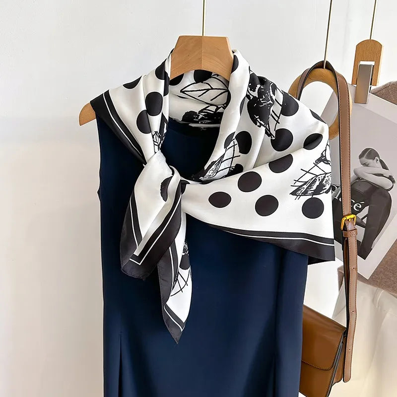 Bufanda cuadrada de 90x90Cm, sensación de sarga de seda, chales y chales para la cabeza para mujer, pañuelos para el cuello con estampado de árbol para el cabello de lujo, Hijab, Bandana Pashmina