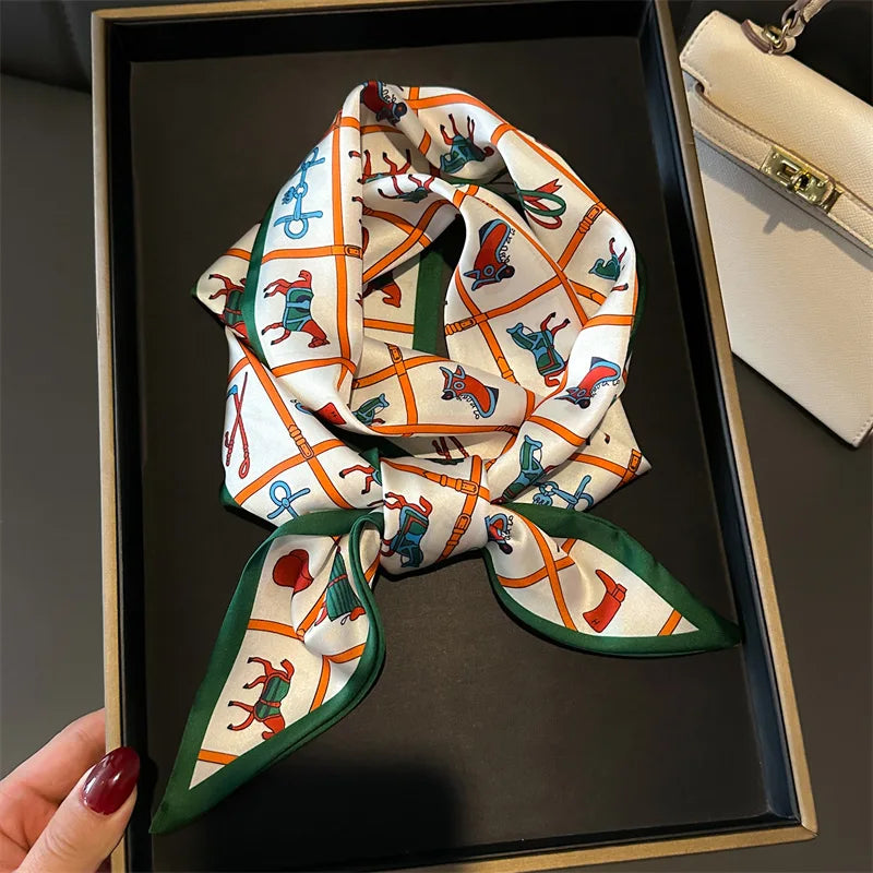 Nuevo Bufandas de seda estrechas de 14x147cm, pañuelo para camisa, patrón a cuadros de doble capa, bolso para el cuello con lazo, diadema para el pelo, pañuelo para la cabeza