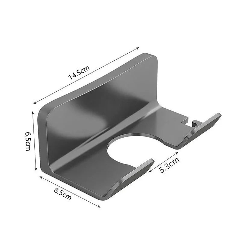 Soporte de almacenamiento para secador de pelo montado en la pared, no requiere perforación, accesorios multifuncionales para secador de pelo para baño, 1 Uds.