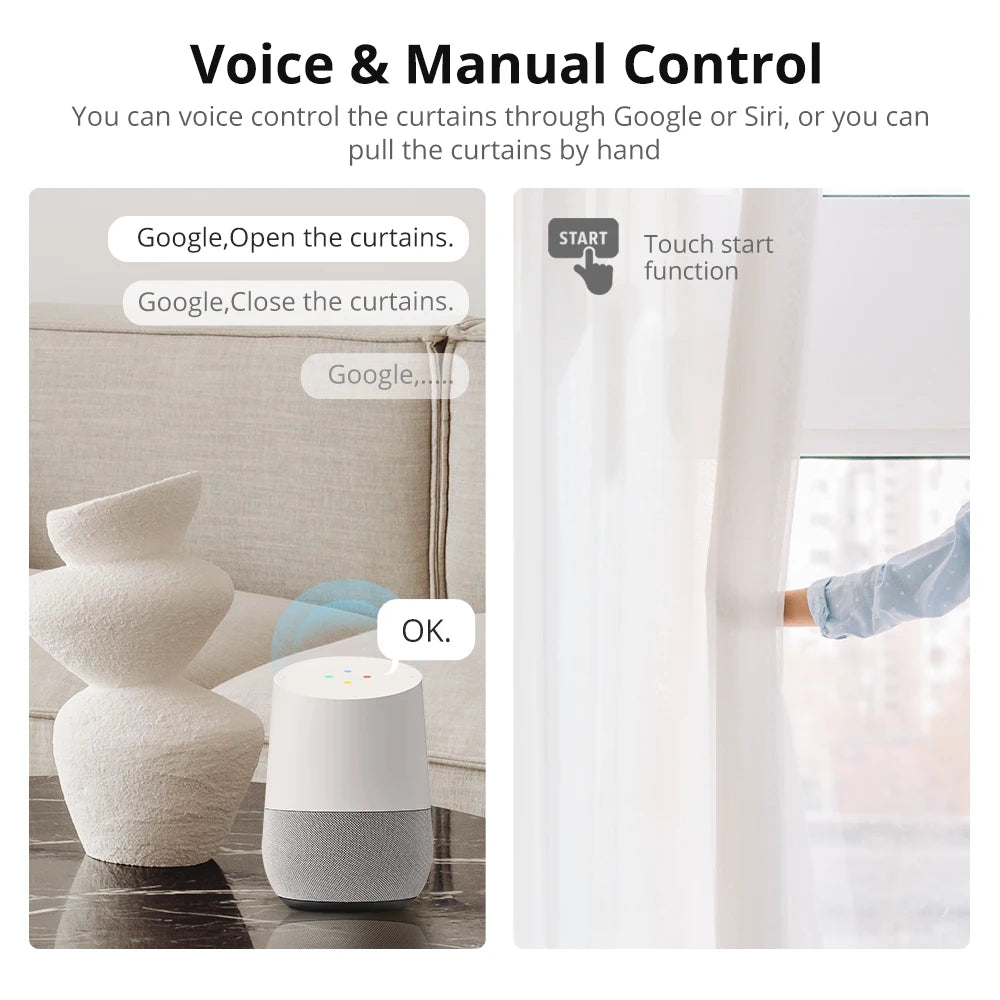 Zemismart-Motor de cortina inteligente Matter Over Thread, aplicación de Google Home, Control automático de sistema de cortina
