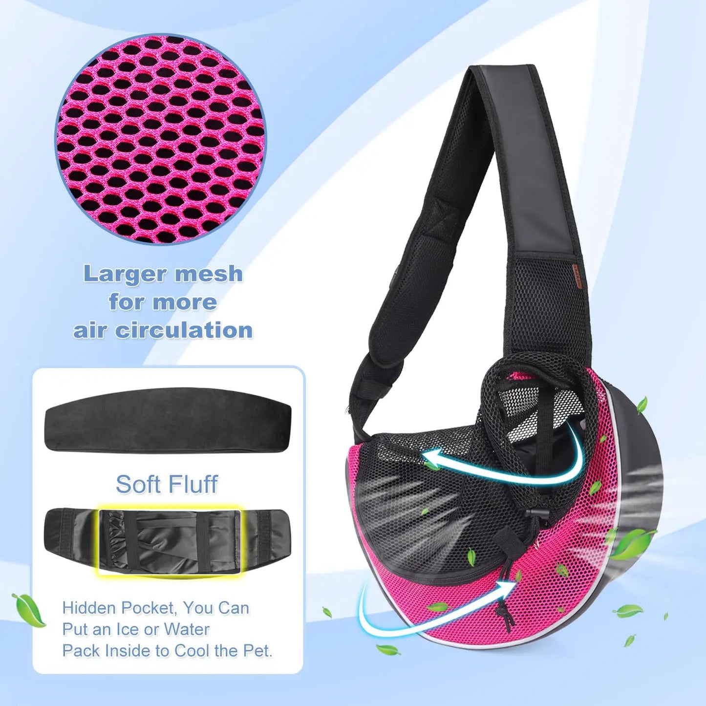 Portabebés para perros y mascotas, bandolera para viajes al aire libre, malla transpirable, bolsa con eslinga segura, capacidad de carga de 5 kg para perros y gatos