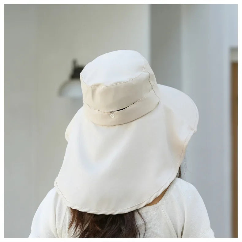 Sombrero de cubo para el sol al aire libre para mujeres y niñas, sombrero de pesca, sombrero de cubo de ala ancha con cubierta para el cuello, gorra de Safari con protección UPF 50+