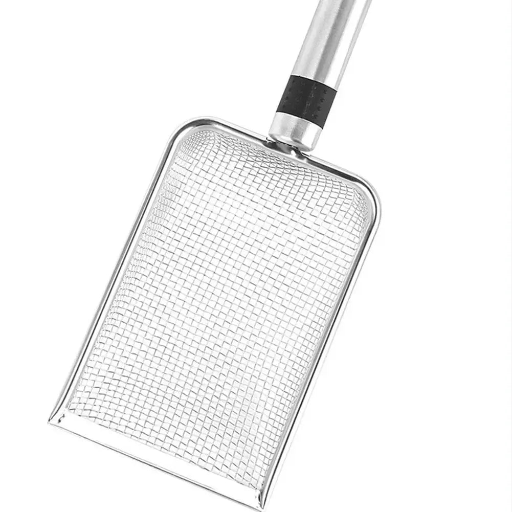 Pala de arena de acero para gatos, pala para excrementos de mascotas de poros finos para conejos, perros, herramientas de limpieza de inodoro, suministros para mascotas