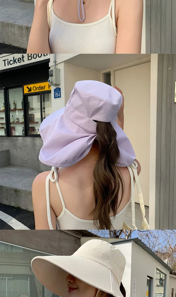 Sombrero de cubo para el sol al aire libre para mujeres y niñas, sombrero de pesca, sombrero de cubo de ala ancha con cubierta para el cuello, gorra de Safari con protección UPF 50+