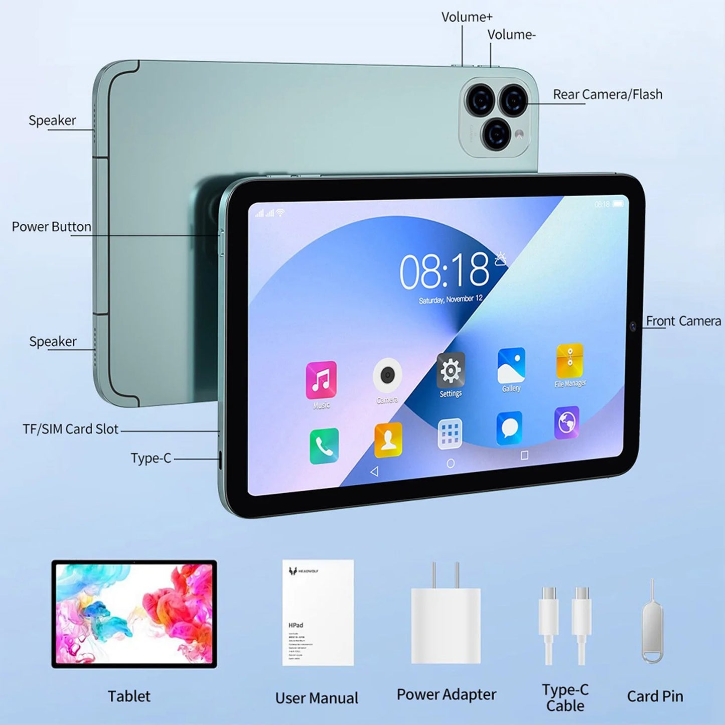 Q10 Tablet Android 14 de 11’’ – Octa Core, 12GB RAM, 128GB ROM, 5G y Dual 4G LTE