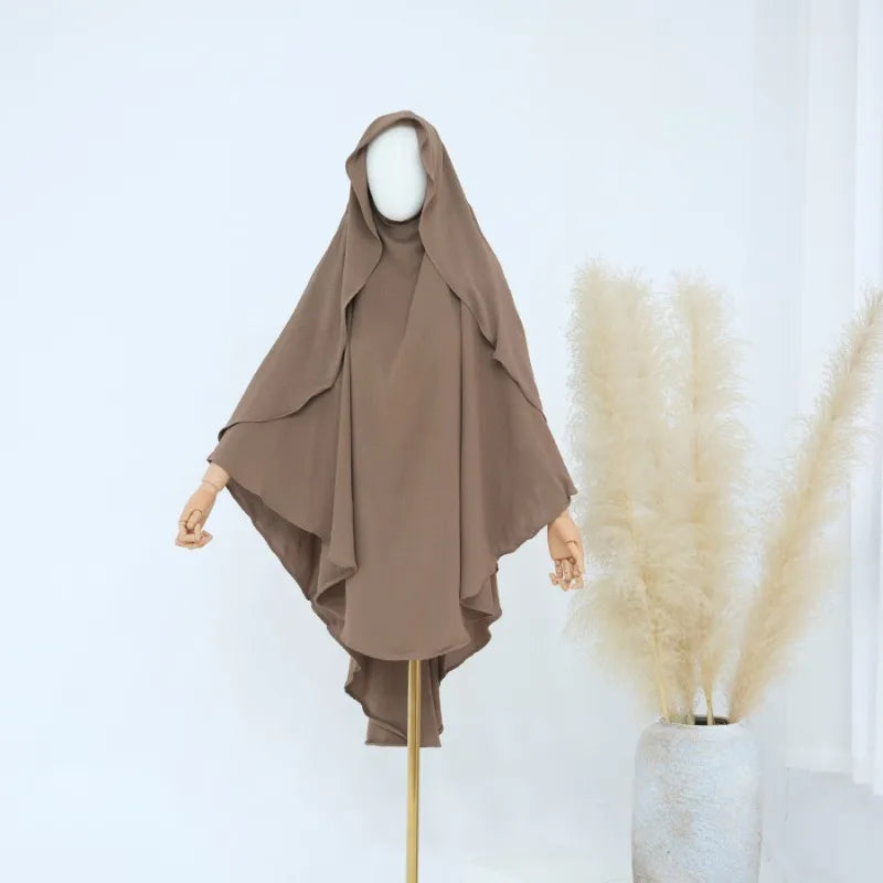 Hijab musulmán liso para mujer, ropa Khimar plisada árabe de Ramadán Eid, Jersey de oración de Iglesia islámica, bufanda Niqab, 2025