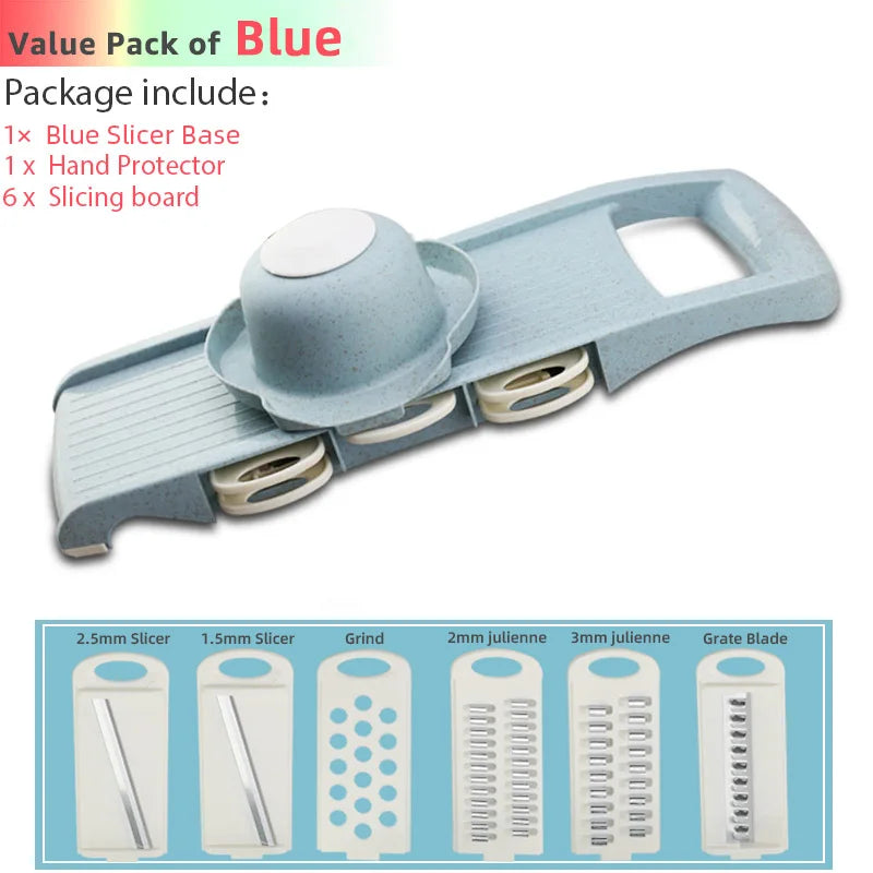 Rallador cortador de vegetales 6 en 1, triturador múltiple, pelador de zanahorias, frutas y verduras