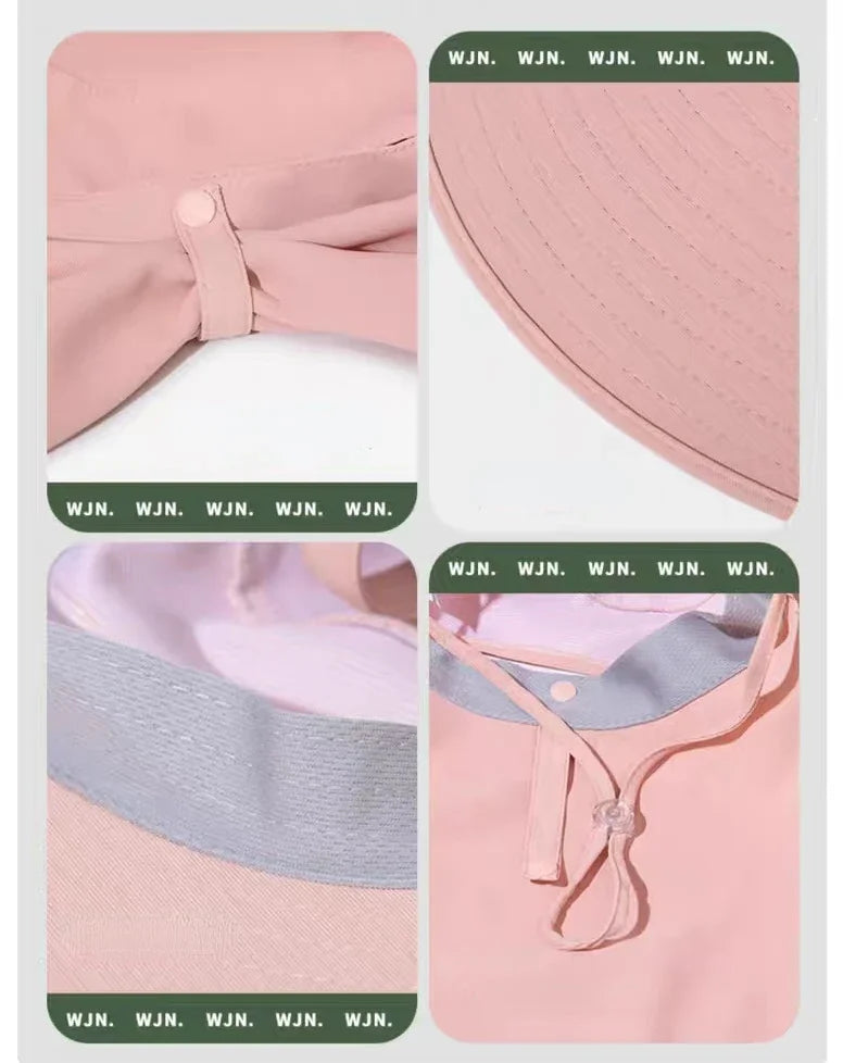 Sombrero de cubo para el sol al aire libre para mujeres y niñas, sombrero de pesca, sombrero de cubo de ala ancha con cubierta para el cuello, gorra de Safari con protección UPF 50+