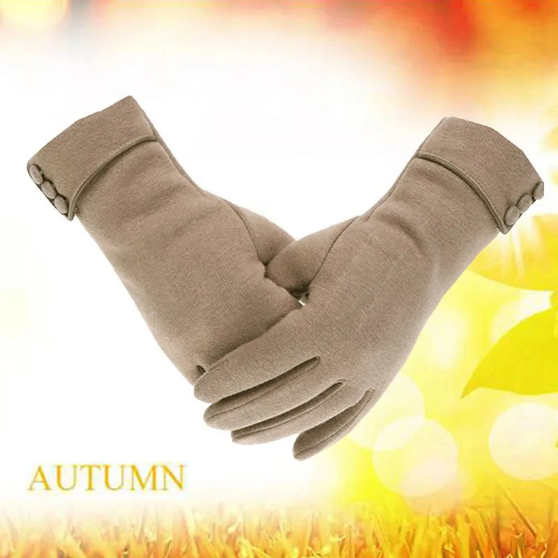 Nuevos guantes cálidos de Otoño Invierno para mujer, guantes térmicos con forro polar y dedos completos, guantes cálidos de algodón para pantalla táctil para mujer