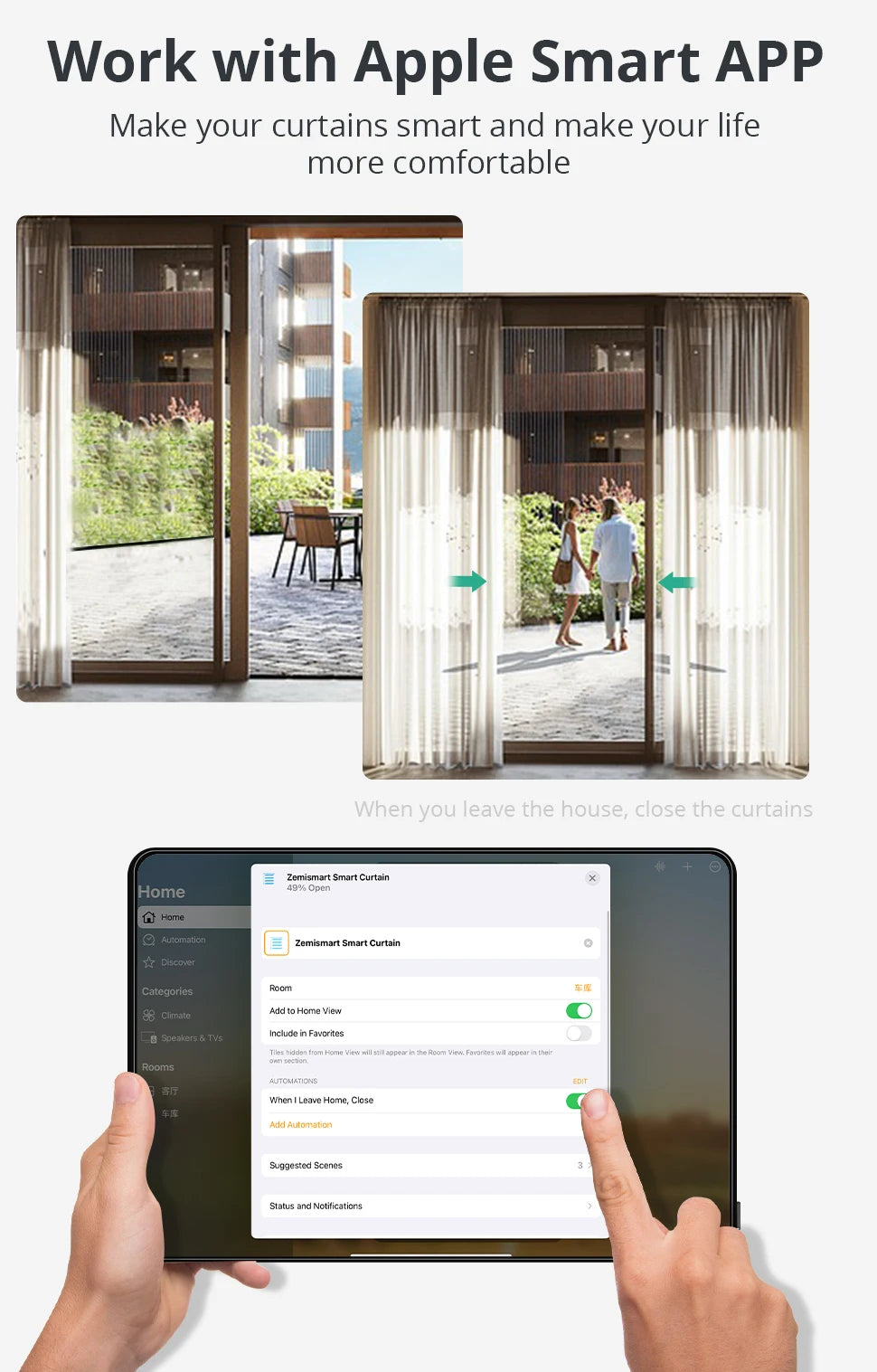 Zemismart-Motor de cortina inteligente Matter Over Thread, aplicación de Google Home, Control automático de sistema de cortina