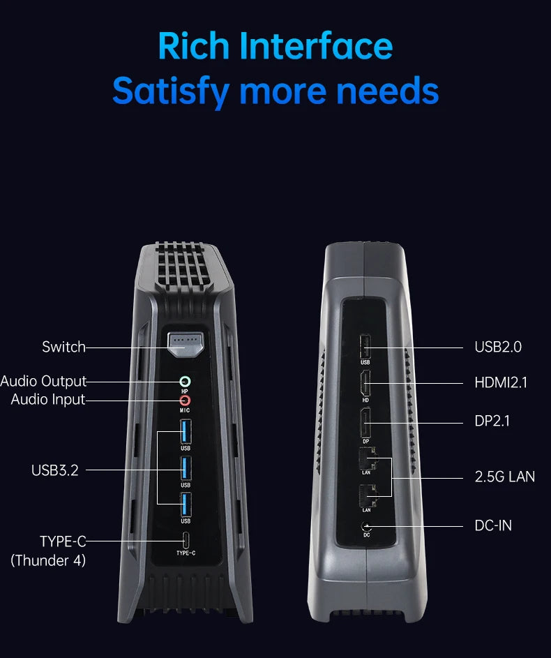 Helorpc Mini PC DIY para Juegos – Inter Ultra 7 165H, Soporte Windows 10 y Linux