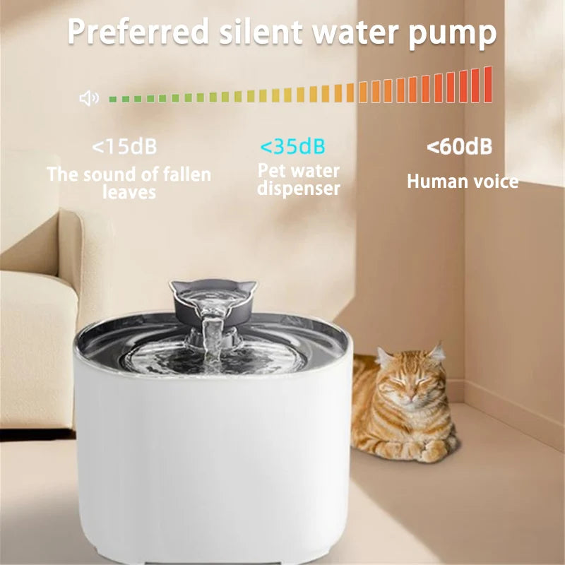 Fuente de agua con filtro automático para mascotas, bebedero eléctrico silencioso con USB, bebedero de recirculación