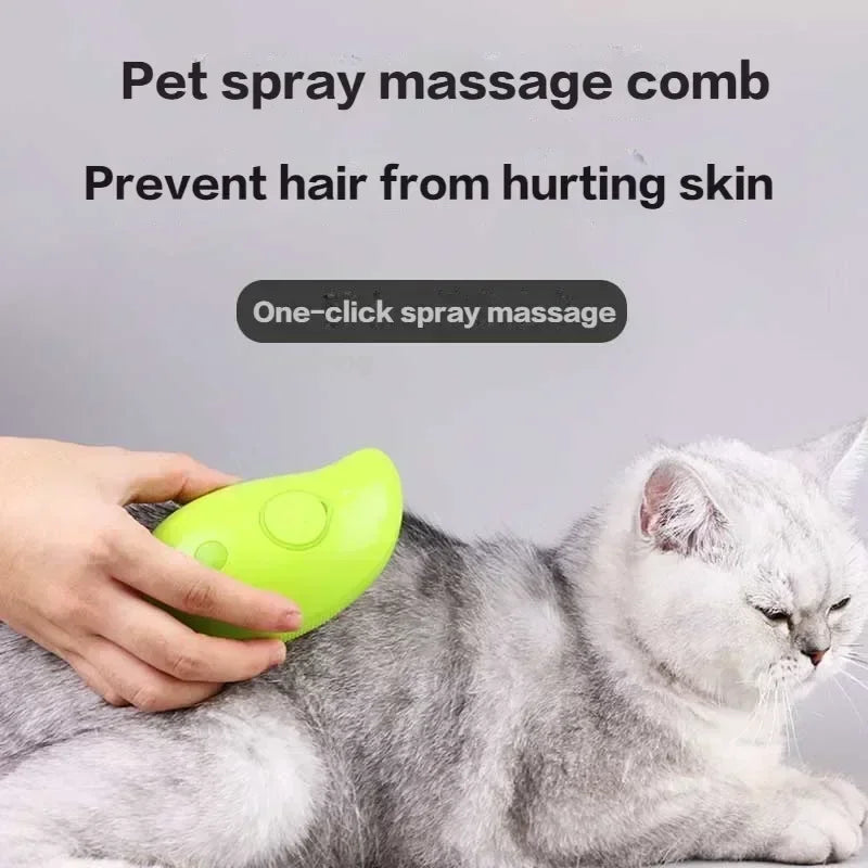 Cepillo de vapor para gatos, cepillo humeante para perros 3 en 1, cepillos de pelo para gatos con pulverizador eléctrico para masaje, peine para el cuidado de mascotas, peines para depilación