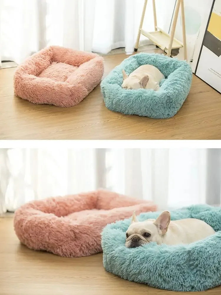 Cama rectangular de felpa para perros, estera cálida de invierno, cama para perros y gatos pequeños, medianos y grandes, perrera, cojín para gatos, accesorios para sofá para mascotas