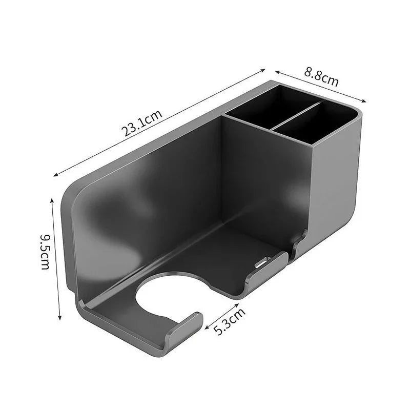 Soporte de almacenamiento para secador de pelo montado en la pared, no requiere perforación, accesorios multifuncionales para secador de pelo para baño, 1 Uds.