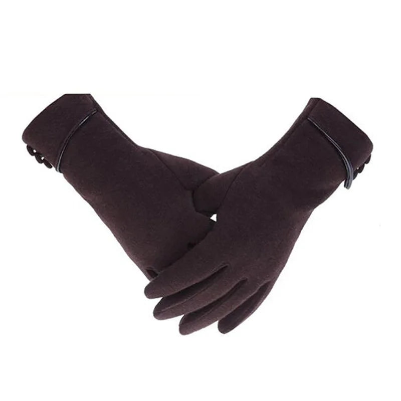 Nuevos guantes cálidos de Otoño Invierno para mujer, guantes térmicos con forro polar y dedos completos, guantes cálidos de algodón para pantalla táctil para mujer