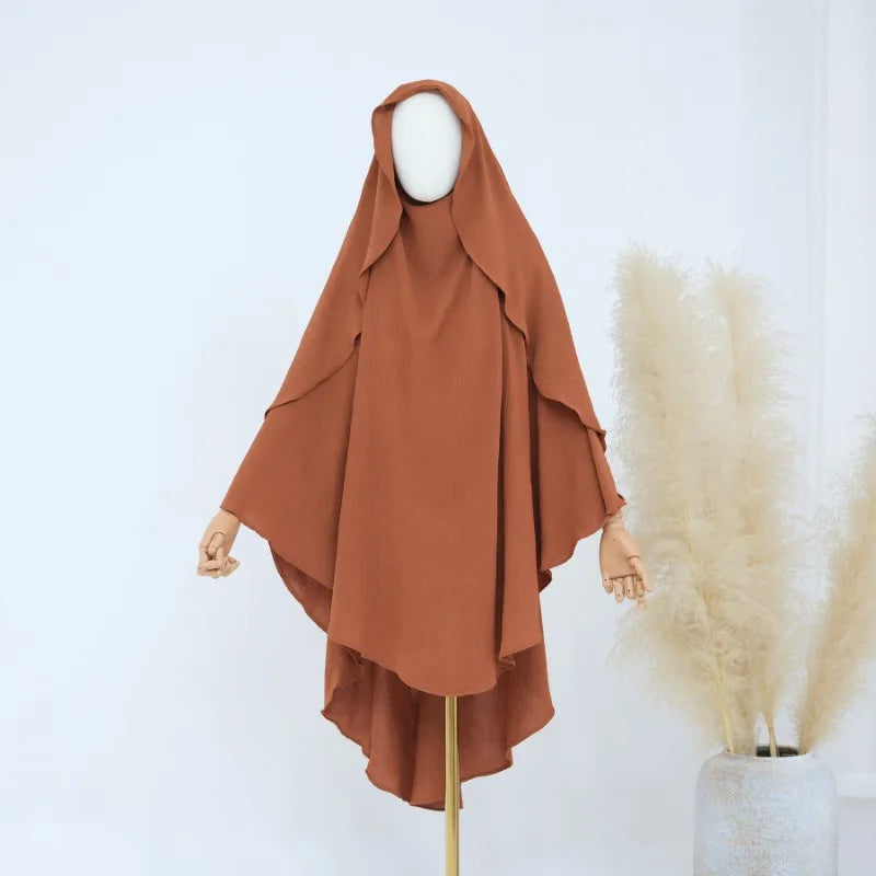 Hijab musulmán liso para mujer, ropa Khimar plisada árabe de Ramadán Eid, Jersey de oración de Iglesia islámica, bufanda Niqab, 2025