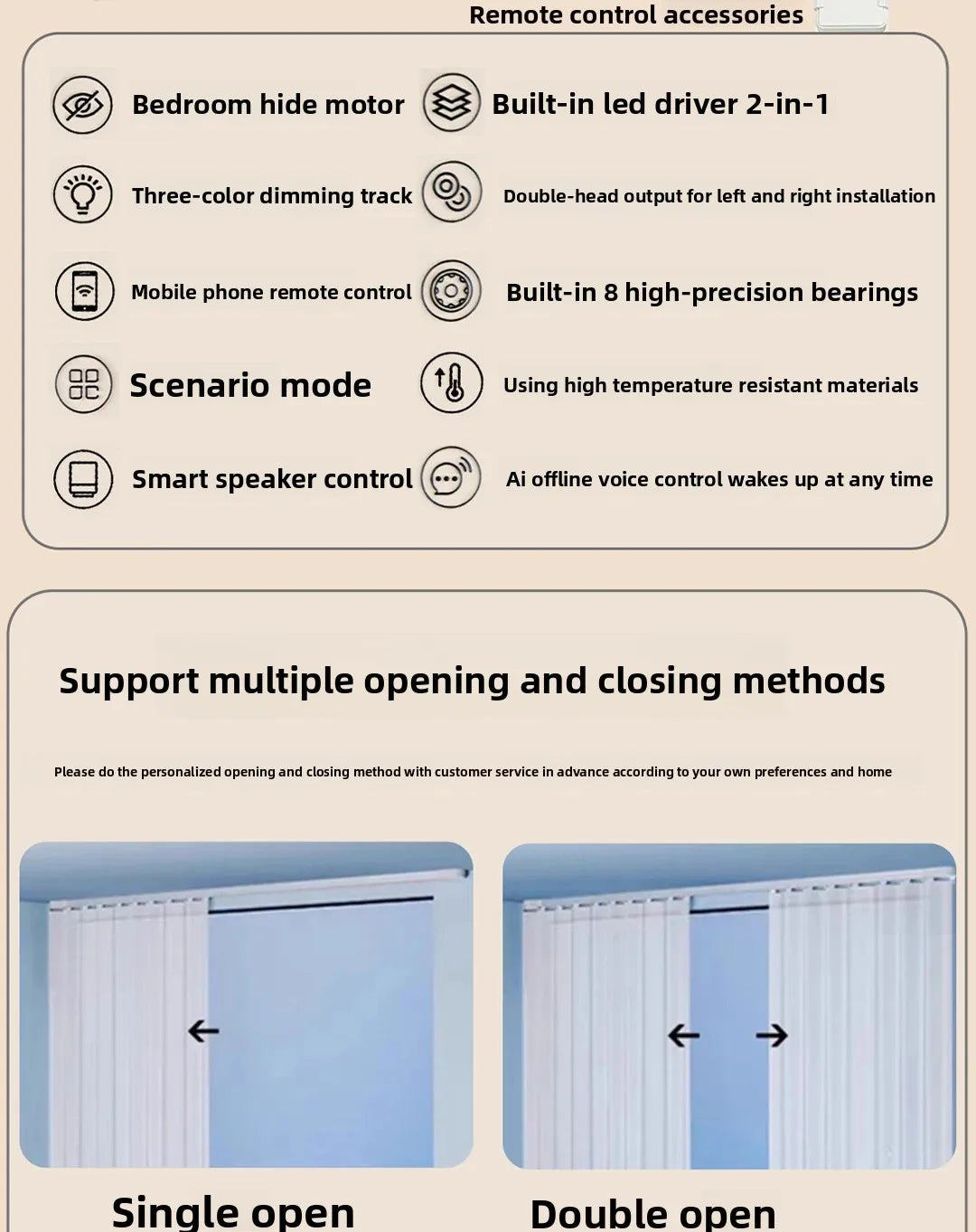 Cortinas eléctricas inteligentes con Control de voz y pista deslizante silenciosa para dormitorio, revestimientos de ventanas automáticos con luz ajustable