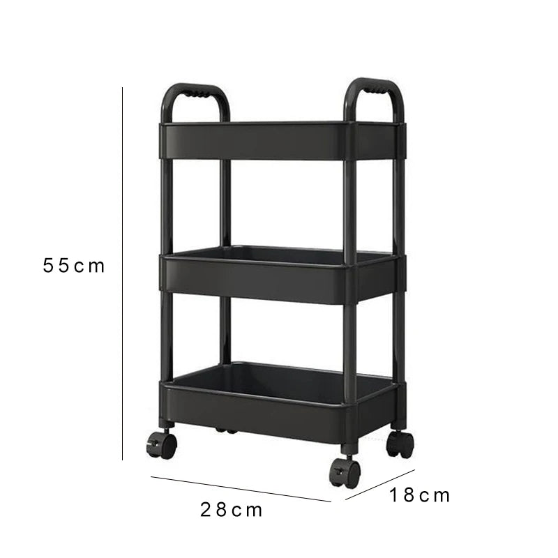 Carro pequeño multicapa para el hogar, estante de almacenamiento de suelo a suelo, cocina, dormitorio, baño, estante de almacenamiento con ruedas
