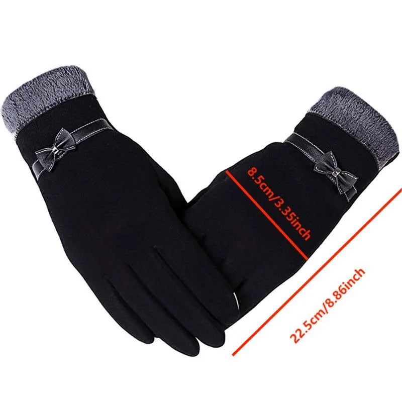 Nuevos guantes cálidos de Otoño Invierno para mujer, guantes térmicos con forro polar y dedos completos, guantes cálidos de algodón para pantalla táctil para mujer