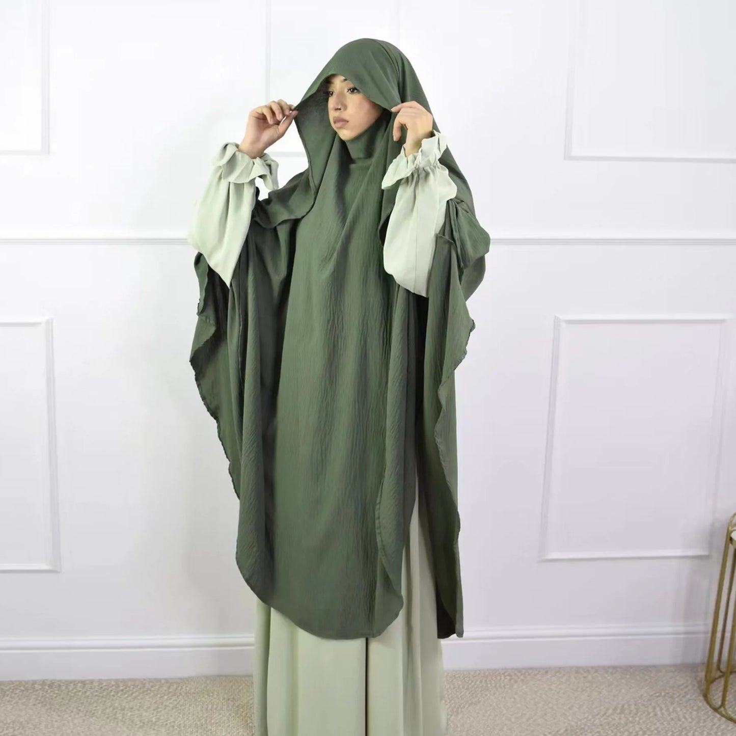 Hijab musulmán liso para mujer, ropa Khimar plisada árabe de Ramadán Eid, Jersey de oración de Iglesia islámica, bufanda Niqab, 2025